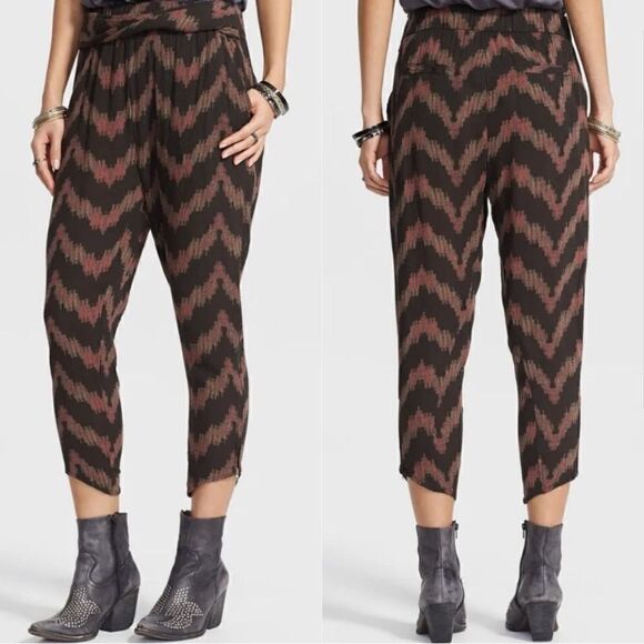 Free People Got Me Twisted Harem Pants Black Print - Picture 10 of 10